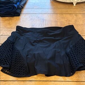 Black Athletic Skort with Mesh Detail